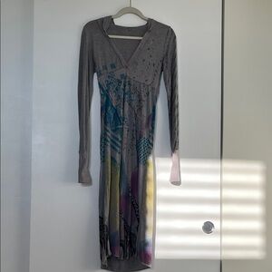 Anama Gray Dress with Multicolor Accents